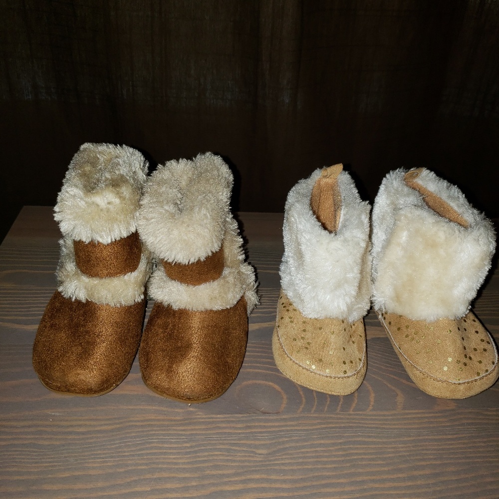 Two pairs NWOB baby girl boots size 3 toddler